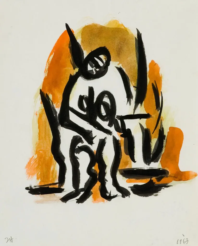 Seated Woman Near Table